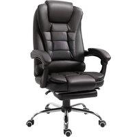HOMCOM PU Leather Executive Office Chair with Retractable Footrest in Brown