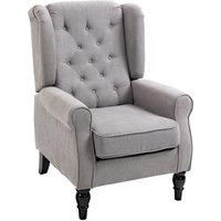 HOMCOM Accent Armchair Home Furniture Tufted Club Wood Fabric in Grey