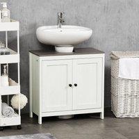 Kleankin Freestanding Bathroom Under Sink Cabinet with Doors Adjustable Shelf in White