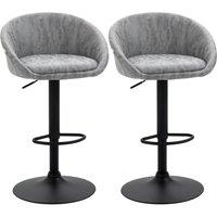 HOMCOM Adjustable Swivel Bar Stools Set of 2 Bar Chairs with Footrest in Light Grey