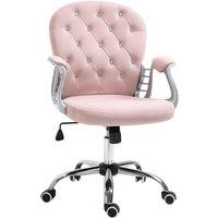 VINSETTO Office Chair Luxury Velour Diamond Tufted Padded Ergonomic 360 Swivel in Pink