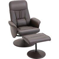 HOMCOM 2 Pcs Reclining Armchair Ottoman 360 Swivel Home Furniture PU Leather in Brown