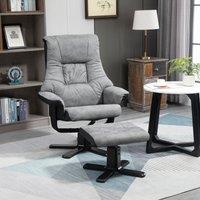 HOMCOM Manual Recliner Sofa With Footrest Swivel Sofa Armchair Faux Leather in Grey