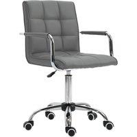 VINSETTO Mid Back PU Leather Home Office Chair Swivel Desk Chair with Arm, Wheel in Grey