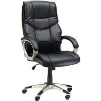 HOMCOM Executive Computer Office Desk Chair High Back Faux Leather Swivel Chair in Black