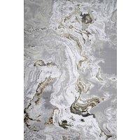 Kukoon Grey Gold Metallic Distressed Marble Rug in Metallic Gold | Size: 160 cm x 230 cm