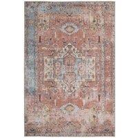 Kukoon Terracotta Distressed Aztec Geometric Non Slip Washable Low Pile Rug | Size: 240 cm x 330 cm