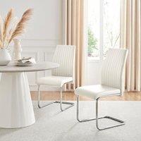 FurnitureboxUK 2x Lorenzo Faux Leather Chrome Dining Chairs in White