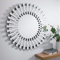 FurnitureboxUK Starburst Small 60cm 3D Silver Round Sunburst Modern Hallway Bedroom Dining & Living Room Mirror