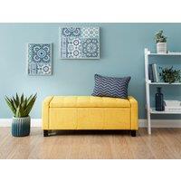 GFW Verona Crushed Velvet Storage Ottoman Bench in Mustard