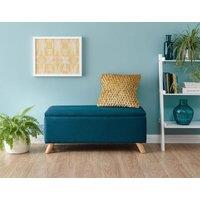 GFW Secreto Fabric Storage Ottoman Bench in Teal