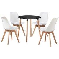 Life Interiors 'Lorenzo' Round Dining Set with a Table & Dining Chair Set of 4 in White