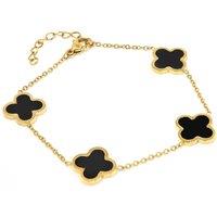 Say It With Clover Bracelet Gold & Black | Size: 7.5 cm