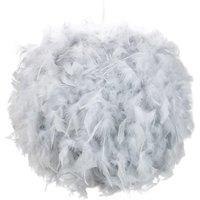 Happy Homewares Eye-Catching & Modern Genuine Feather Decorated Pendant Light Shade in Grey | Size: 16 inches