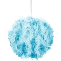Happy Homewares Eye-Catching & Modern Genuine Feather Decorated Pendant Light Shade in Teal | Size: 16 inches