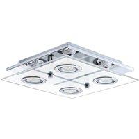 Eglo Cabo Metal & Glass Ceiling Fitting 4 Light (Inclusive) in Metallic Silver