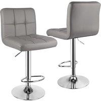 Rattantree Bar Stools Set of 2 PU Leather Swivel Height Adjustable Bar Chairs With Backrest For Breakfast Bar, Counter, Kitchen & Home in Grey