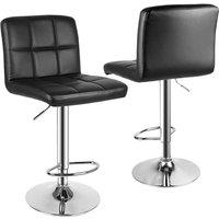 Rattantree Bar Stools Set of 2 PU Leather Swivel Height Adjustable Bar Chairs With Backrest For Breakfast Bar, Counter, Kitchen & Home in Black