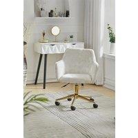 Velvet Upholstered Home Office Swivel Chair Beige
