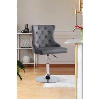 Velvet Button Tufted Upholstered Adjustable Bar Stool with Chrome Base