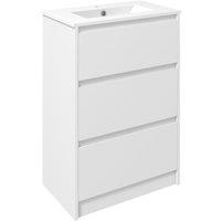Kleankin 600mm Bathroom Vanity Unit with Basin Single Tap Hole 2 Drawers in White