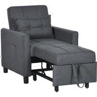 HOMCOM Folding Chair Bed, Fold Out Bed with Pillow & Side Pockets in Dark Grey
