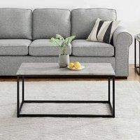 LIVIVO Industrial Concrete Effect Coffee Table Grey Metal Frame in Light Grey