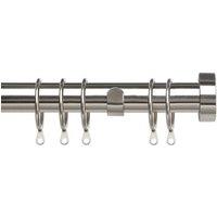 New Edge Blinds 25-28mm Stud End Metal Curtain Pole Set - Satin Silver | Size: 200 cm - 380 cm