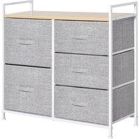 HOMCOM 5 Drawer Linen Basket Storage Unit Organisation with Shelf in Grey
