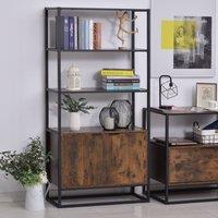 HOMCOM Storage Cabinet with 3 Open Shelves Cupboard Tall Organizer in Brown
