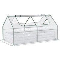 OUTSUNNY Raised Garden Bed Planter Box with Greenhouse, Large Window in Clear
