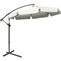 OUTSUNNY 2.7m Cantilever Parasol Banana Sun Umbrella Garden w/ Crank Handle in Cream
