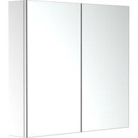 HOMCOM Bathroom Mirror Cabinet, Stainless Steel Wall Mounted Storage in Silver