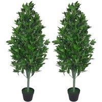 Leaf 120cm Realistic Artificial Bay Cone Pair Laurel Topiary in Green
