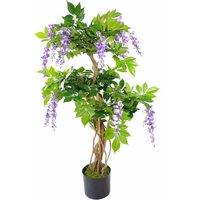 Leaf 110cm Artificial Purple Wisteria Tree in Green