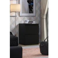 FWStyle Stora Black 2 Drawer Bedside Chest Table Nightstand Deep Drawers