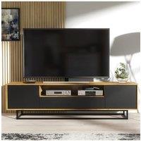 Creative Furniture Rift Loft TV Unit 200cm - Industrial-Style Storage with Rustic, Oak & Black Matt Doors