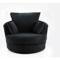 LUXURY LIFE Collingdale Dylan Jumbo Cord Fabric Swivel Chair in Black
