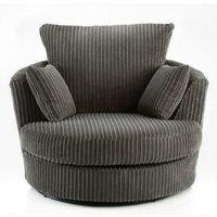 LUXURY LIFE Collingdale Dylan Jumbo Cord Fabric Swivel Chair in Grey