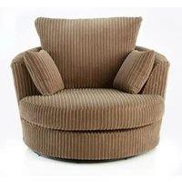 LUXURY LIFE Collingdale Dylan Jumbo Cord Fabric Swivel Chair in Light Brown