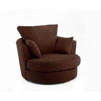 LUXURY LIFE Collingdale Dylan Jumbo Cord Fabric Swivel Chair in Chocolate