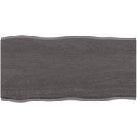 Table Top Dark Grey 80x40x(2-4) cm Treated Solid Wood Live Edge