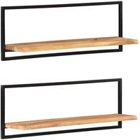 Wall Shelves 2 pcs 100x24x35 cm Solid Wood Acacia and Steel