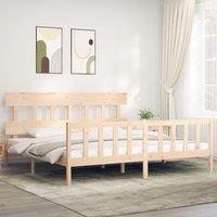 Berkfield Home Bed Frame with Headboard 200x200 cm Solid Wood in Brown