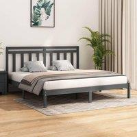 Berkfield Home Bed Frame Grey Solid Wood 200x200 cm