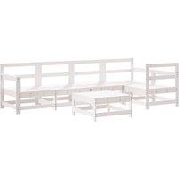 6 Piece Garden Lounge Set White Solid Wood Pine