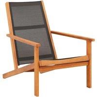 Garden Lounge Chair Black Solid Eucalyptus Wood and Textilene