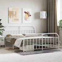 Metal Bed Frame with Headboard and Footboard White 183x213 cm