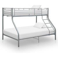 Bunk Bed Frame Grey Metal 140x200 cm/90x200 cm