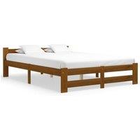 Bed Frame Honey Brown Solid Pine Wood 180x200 cm Super King